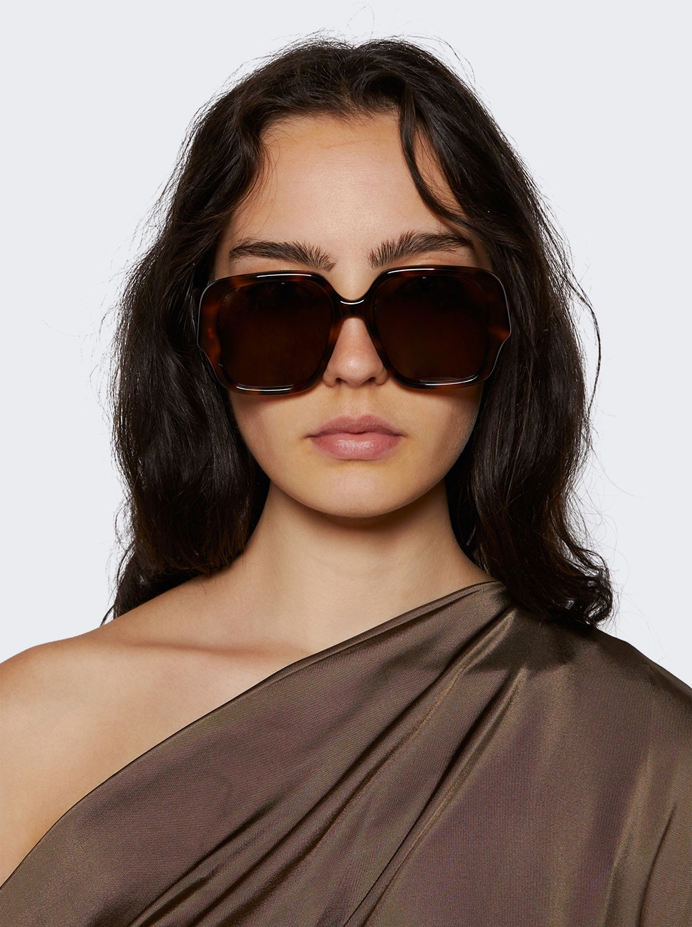 Thin Square Sunglasses Havana Brown - 2