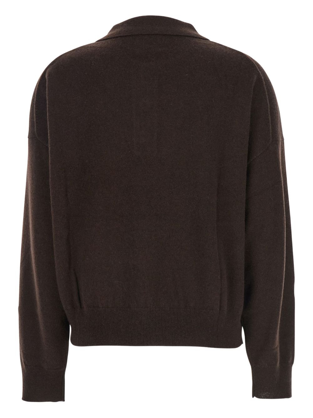 point-collar buttoned polo top - 2