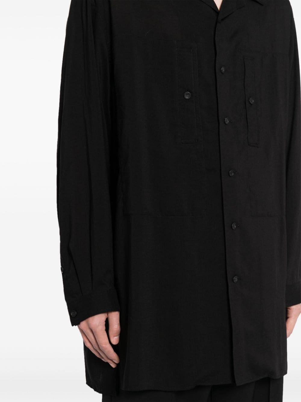 panelled button-up shirt - 5