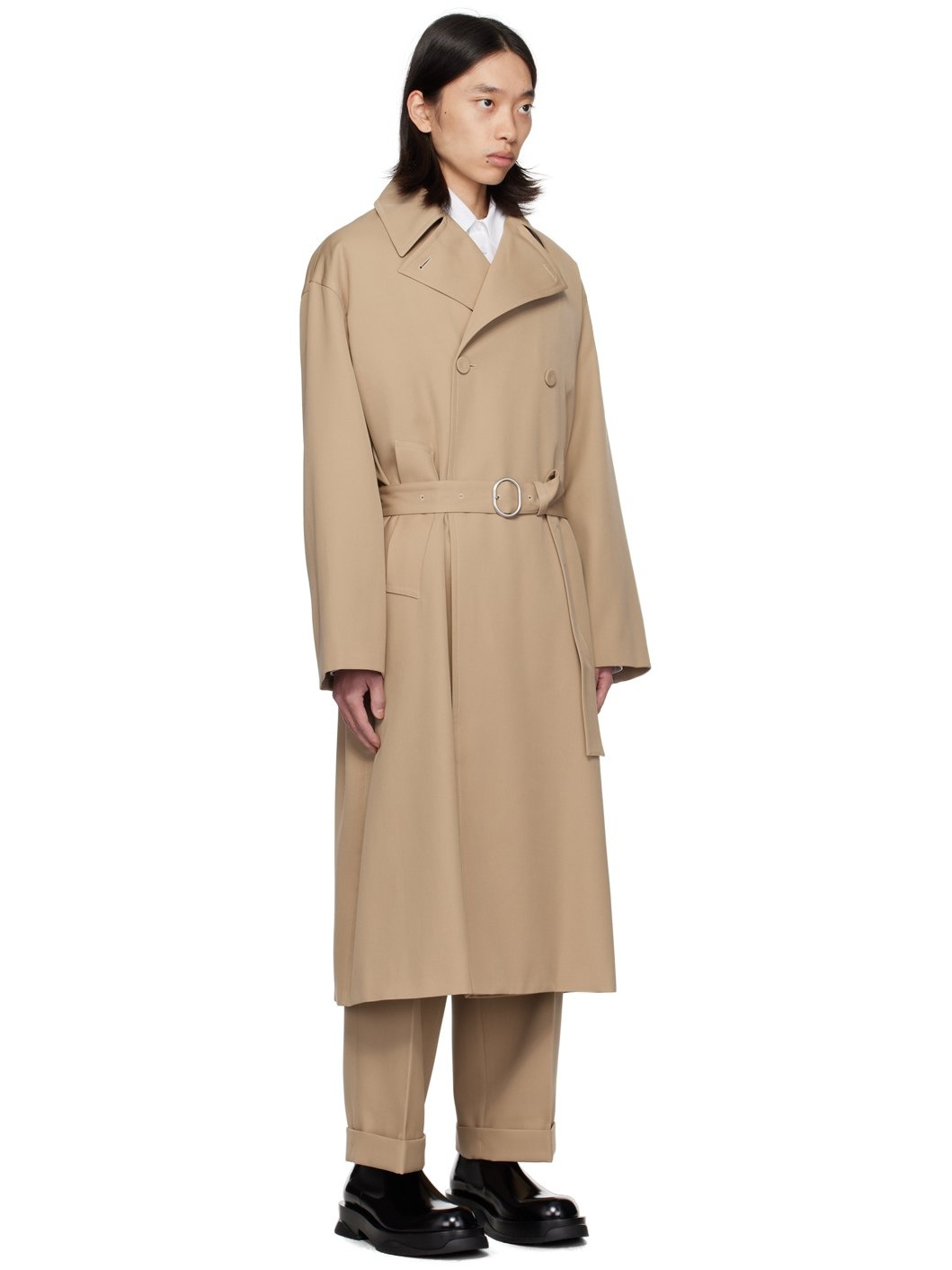 Beige Belted Trench Coat - 2