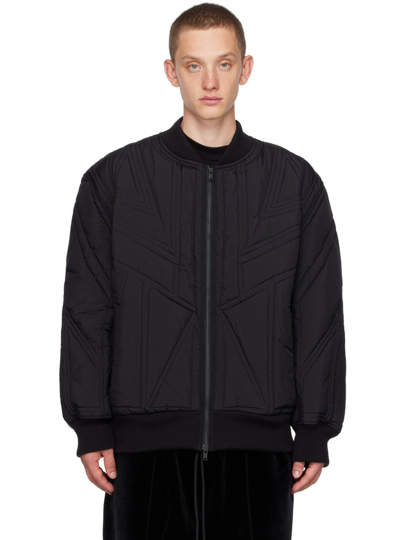 Black Quilted Bomber Jacket 1