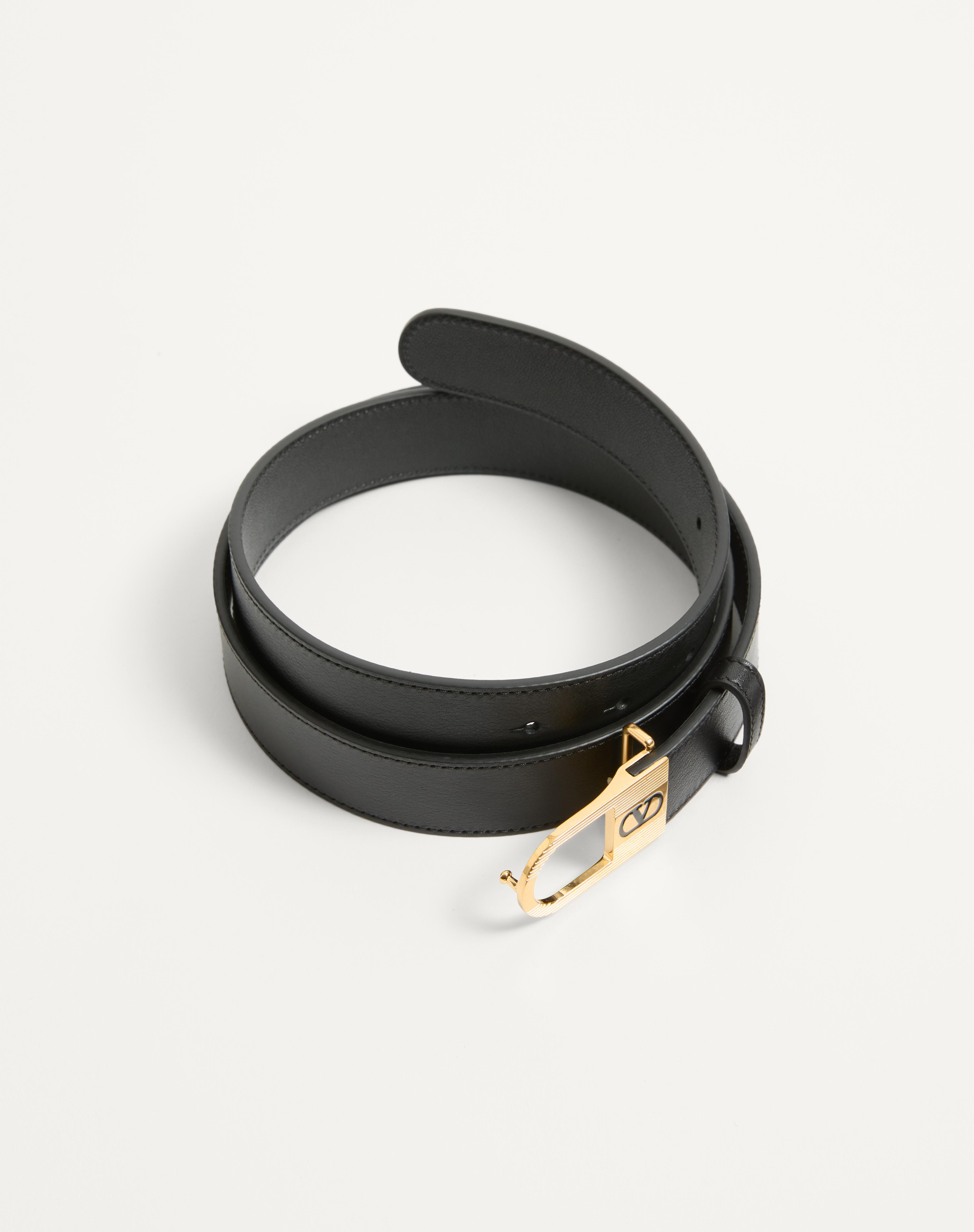 VLOGO SIGNATURE BELT IN SHINY CALFSKIN 30 MM WITH ENAMELED LOGO DETAIL - 3
