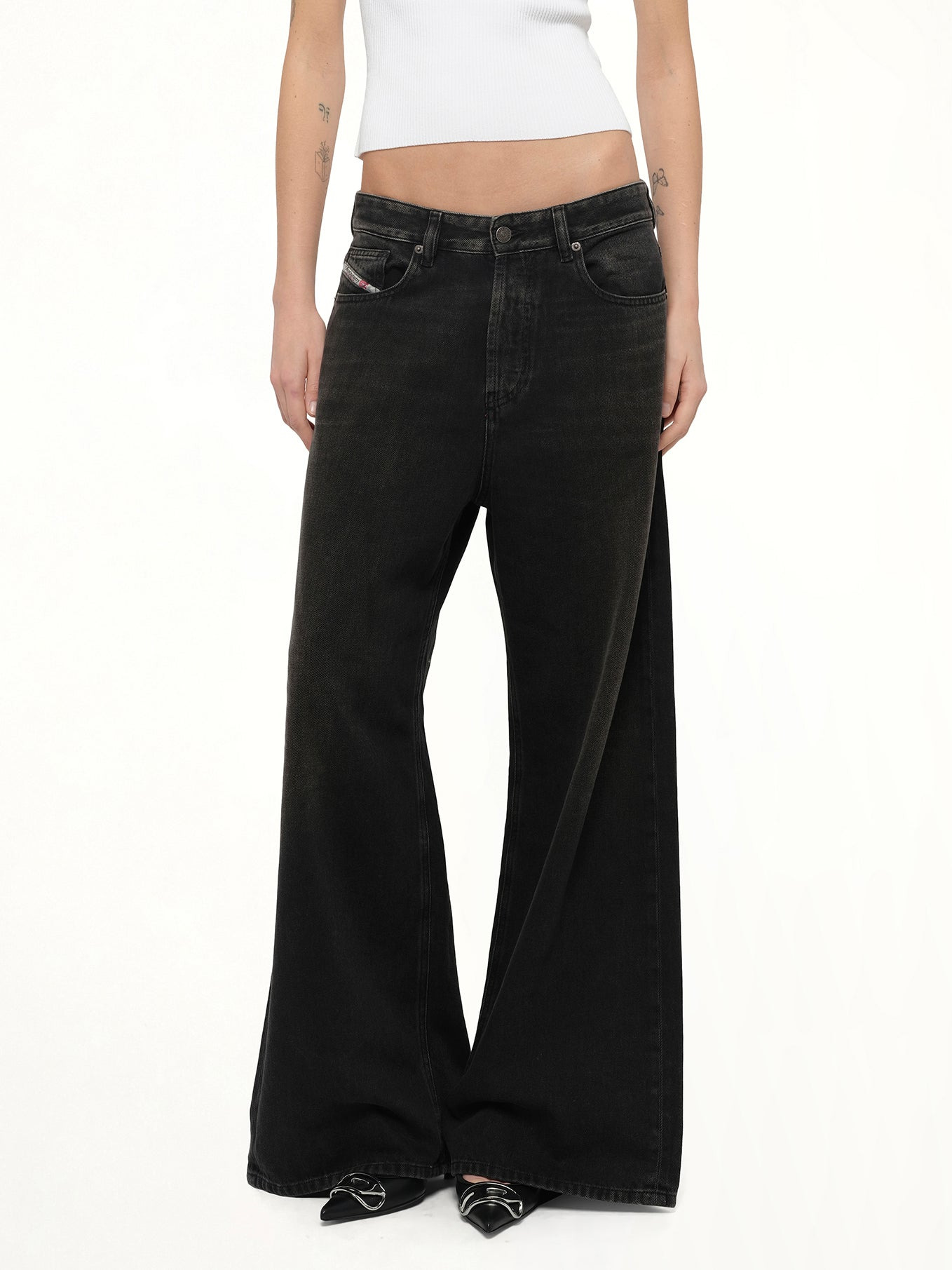 1996 D-SIRE Wide Jeans in Black/Dark Grey - 6