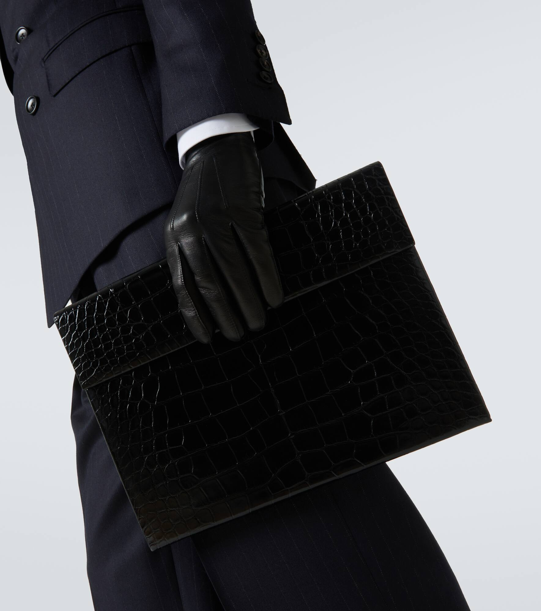 Croc-effect leather briefcase - 3