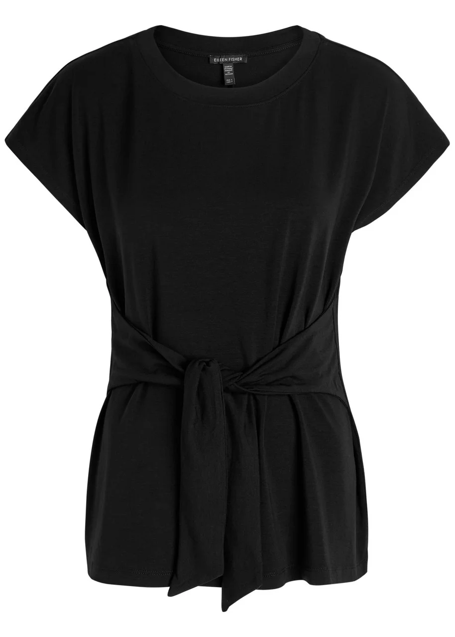 Eileen Fisher Tie-embellished Jersey T-shirt - 1