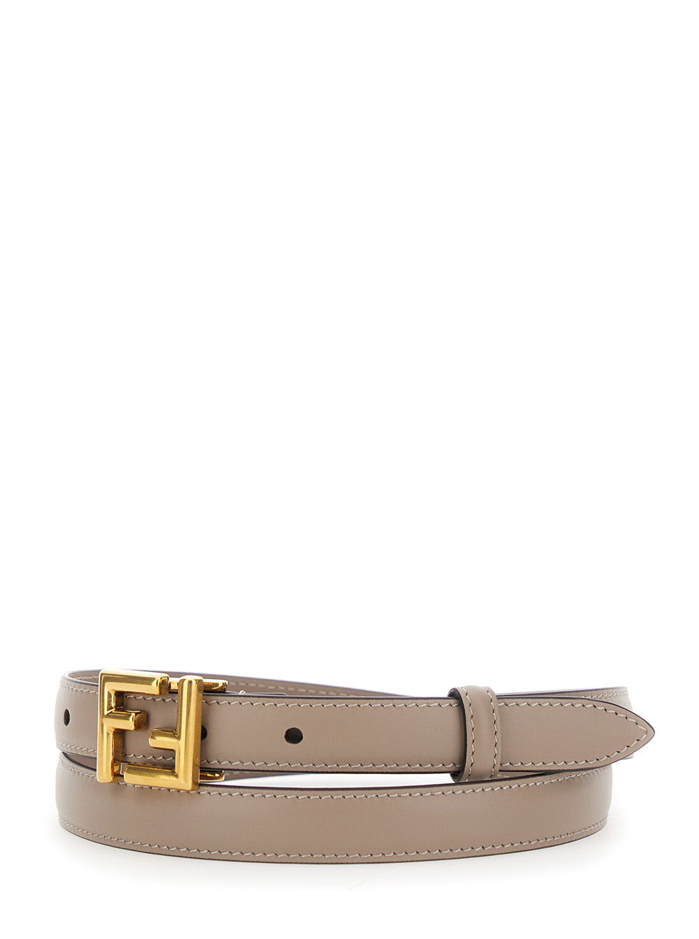 Fendi Women Beige Thin Belt With Metallic Ff Buckle In Leather Woman - 2