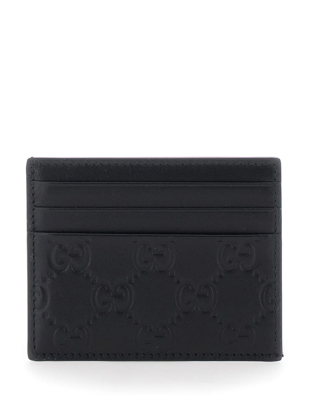 Gucci Men 'Emblem' Black Card Holder With All-Over Embossed Gg Motif In Leather Man - 1
