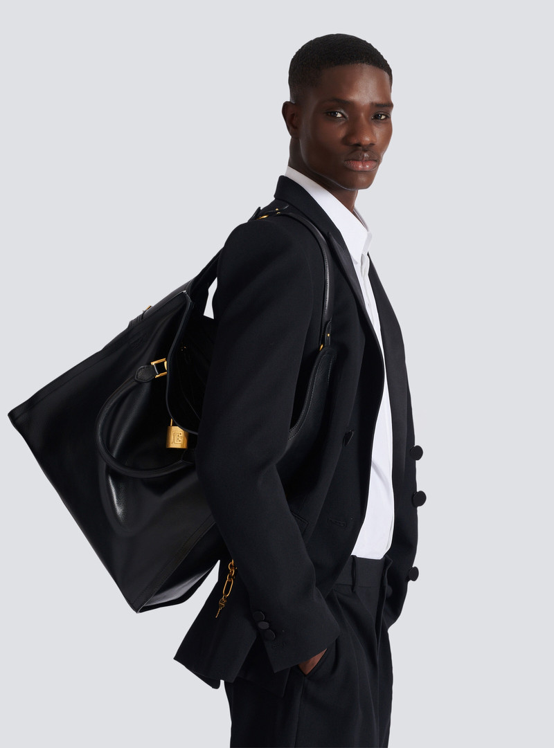 Pulse Large waxed calfskin leather tote bag 8