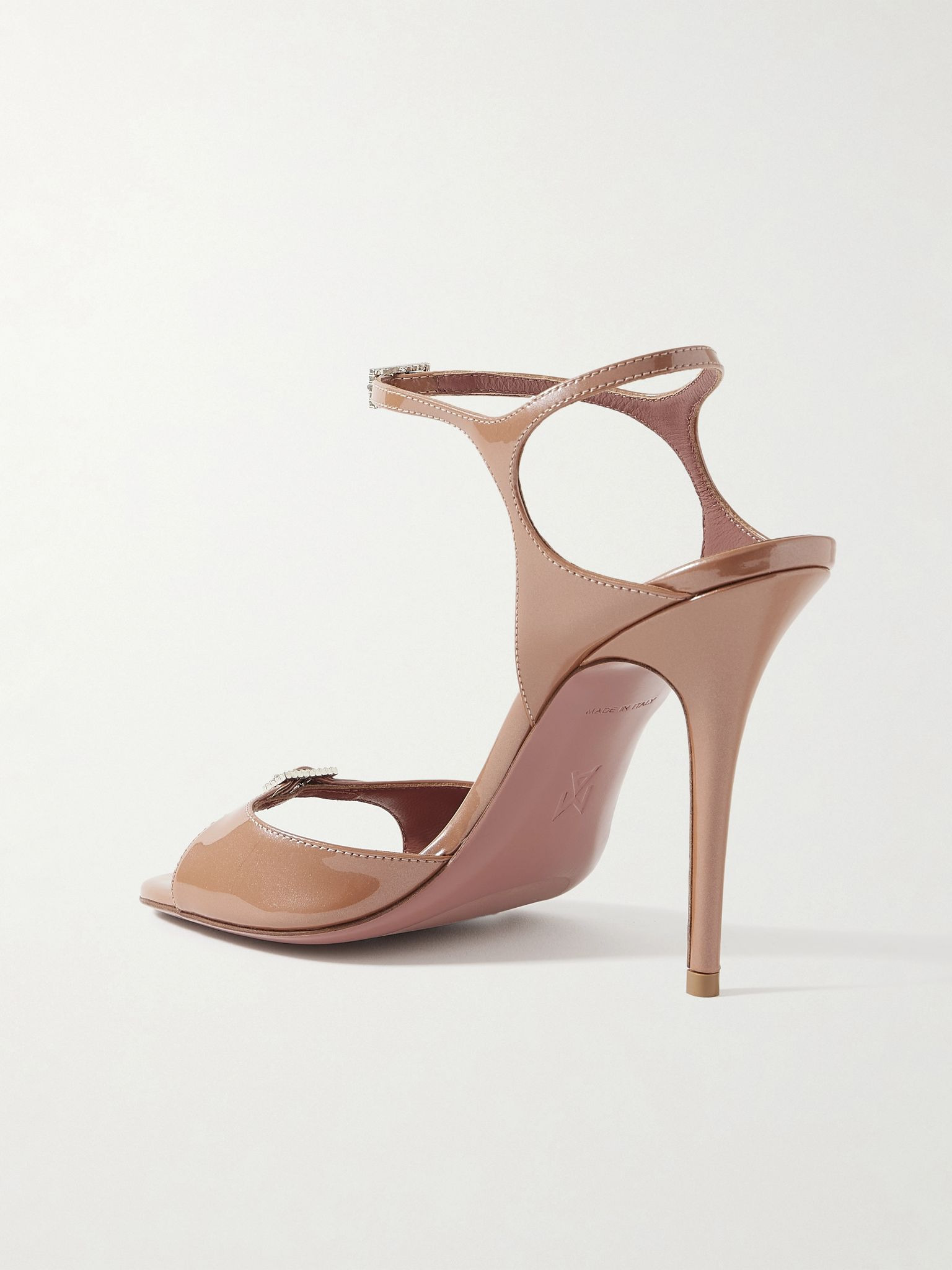 Adut crystal-embellished buckled patent-leather sandals Bronze - 3