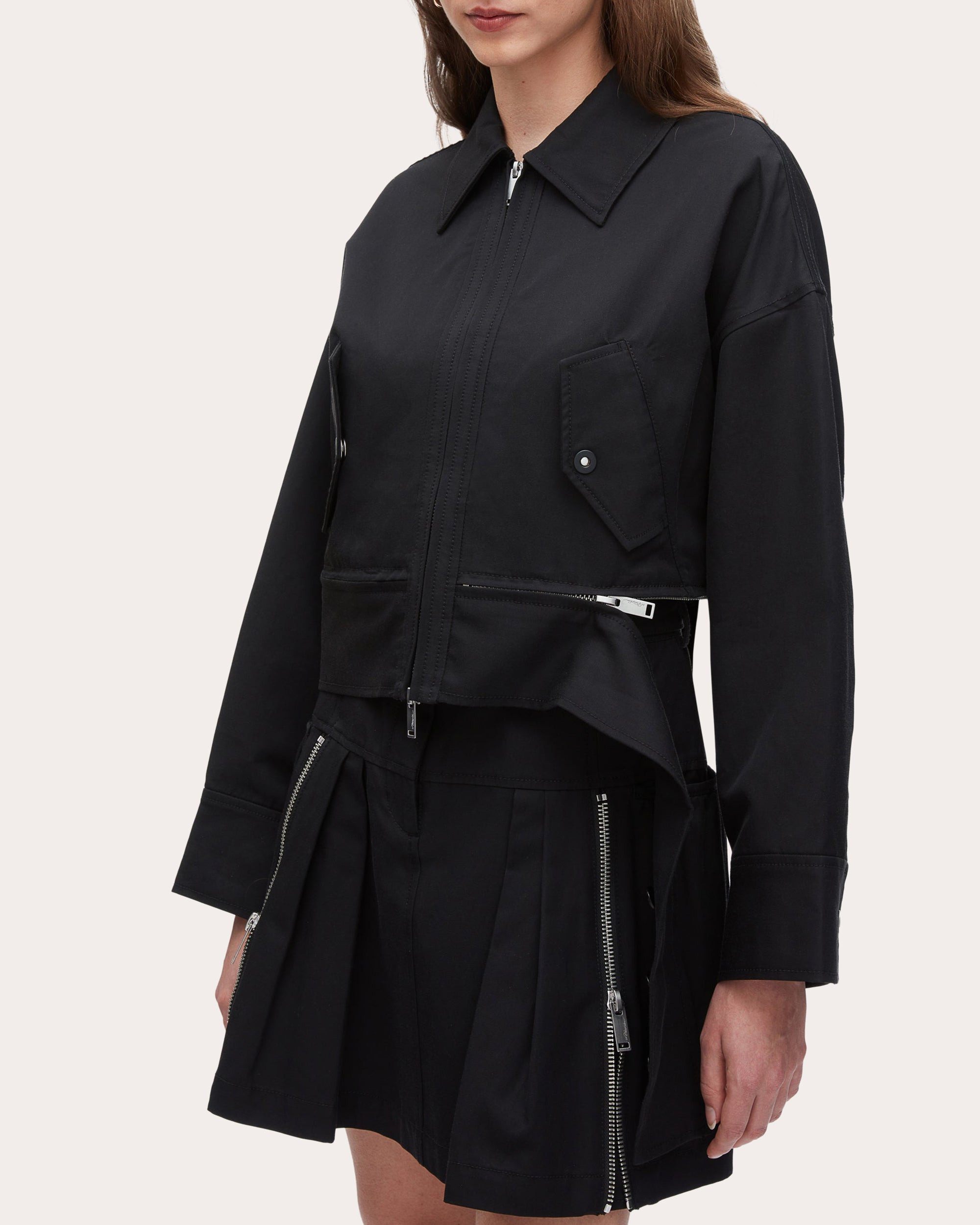 Cropped Convertible Cotton-Blend Twill Jacket - 4