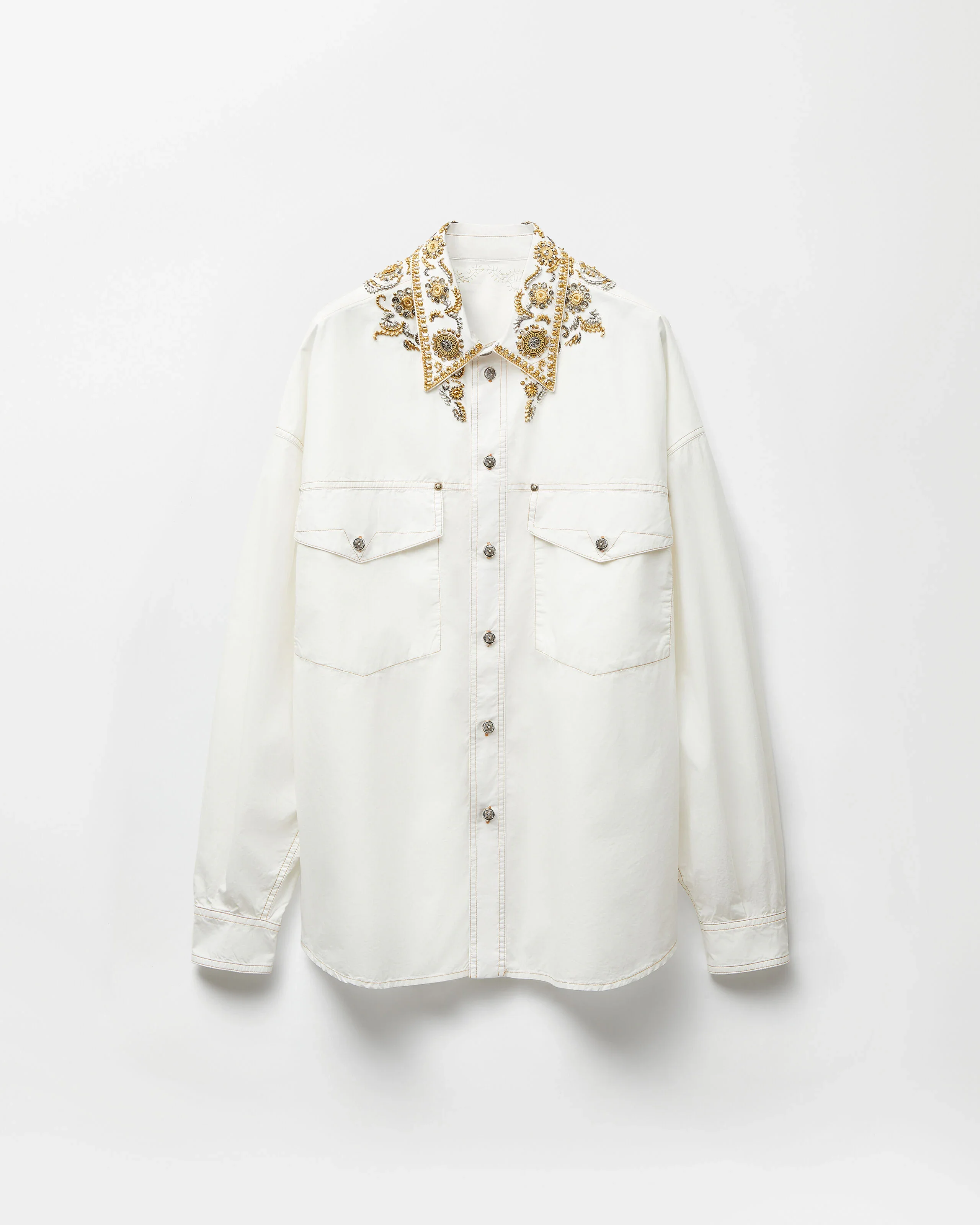 Embroidered Cotton-Poplin Shirt - 1