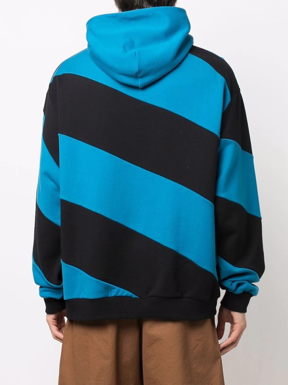 diagonal stripe cotton hoodie - 4