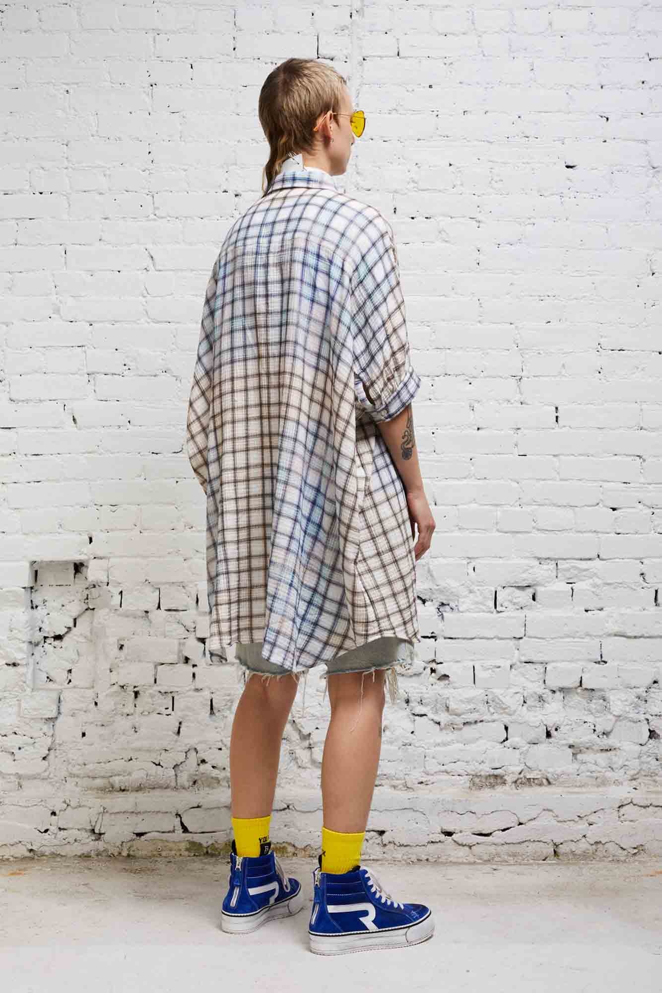 OVERSIZED BOXY SHIRTDRESS - BLEACHED PLAID - 5
