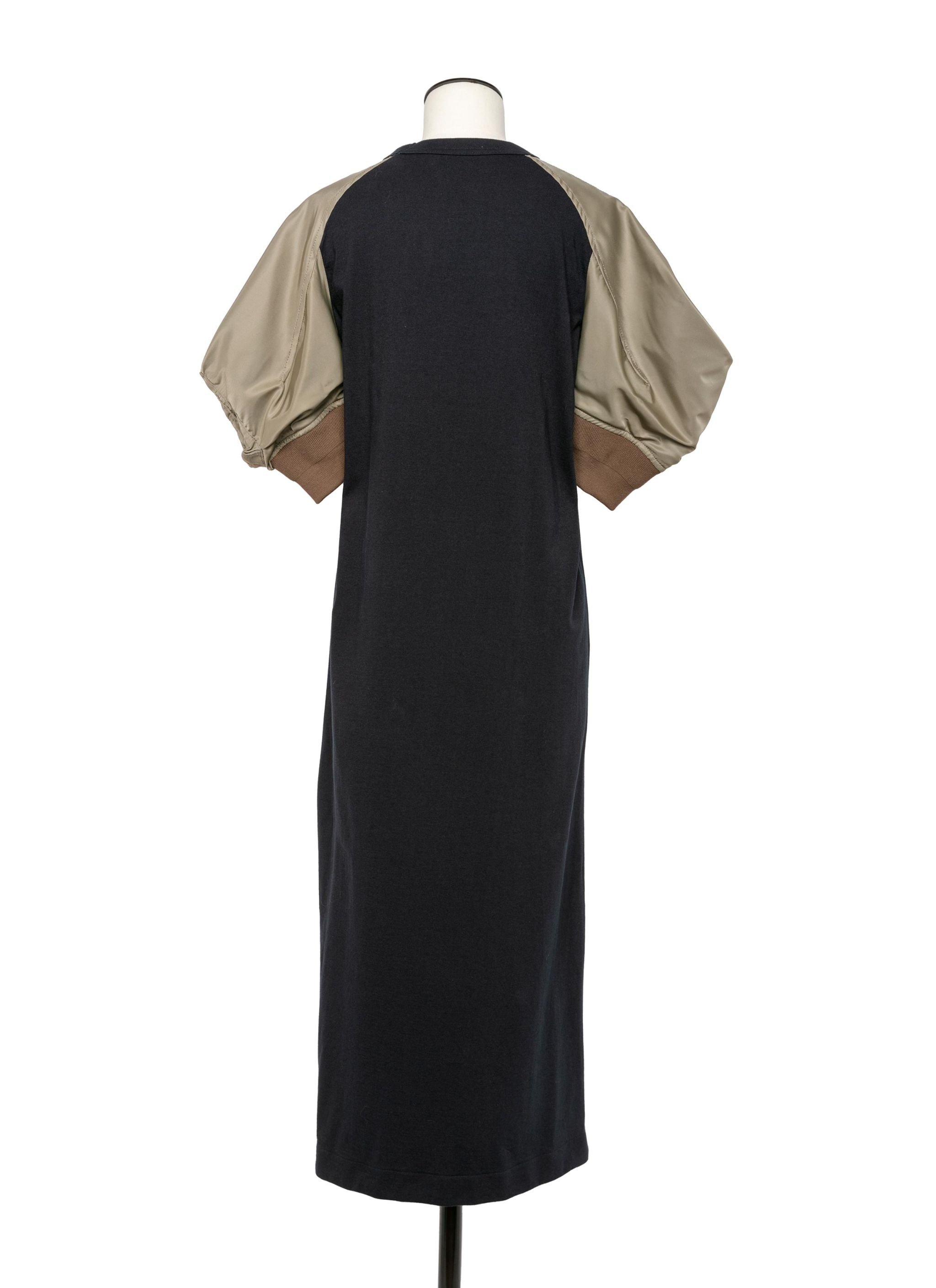 Nylon Twill Mix Cotton Jersey Dress - 4
