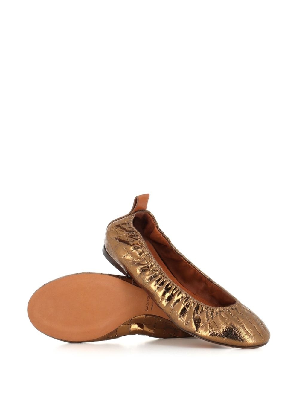 crocodile-effect leather ballet shoes - 3
