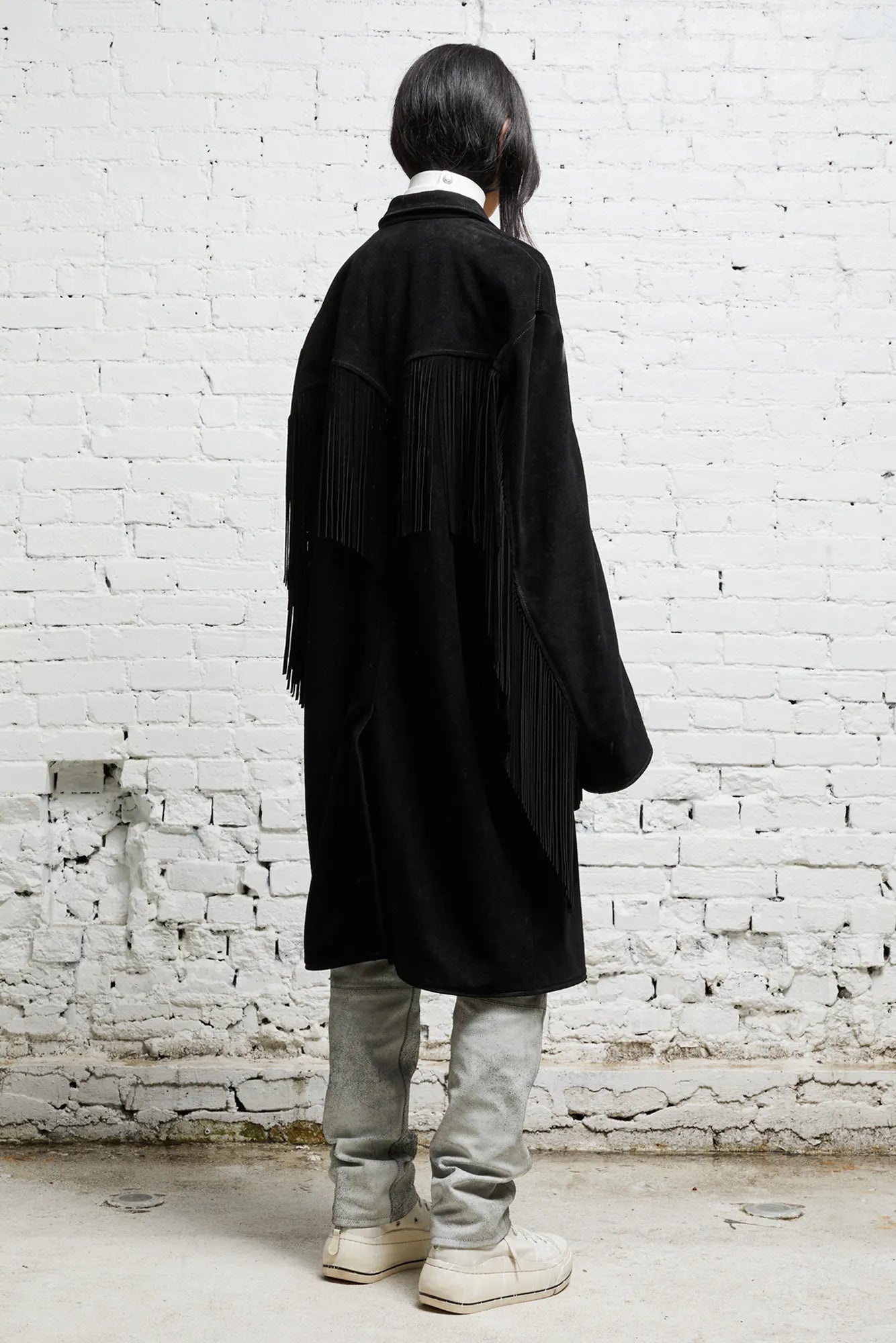 R13 Black Fringe Coat