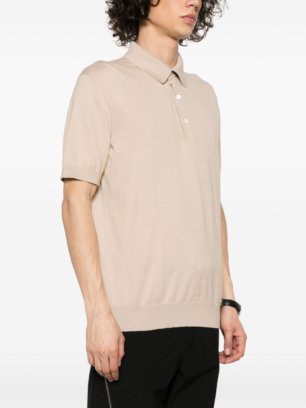 fine-knit cotton polo shirt - 3