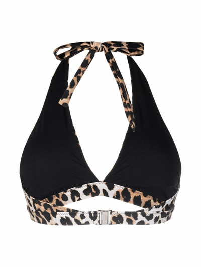 GANNI leopard-print bikini top outlook