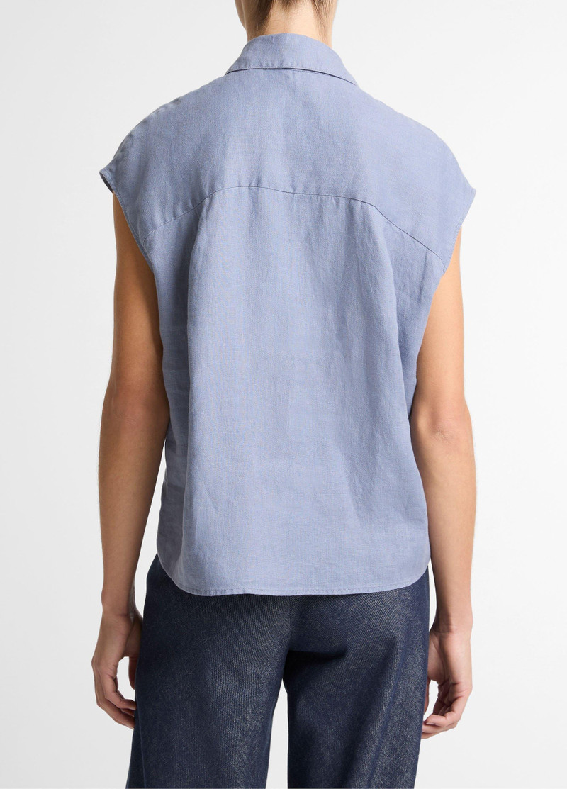 Vince Linen Cap-Sleeve Button-Front Blouse outlook