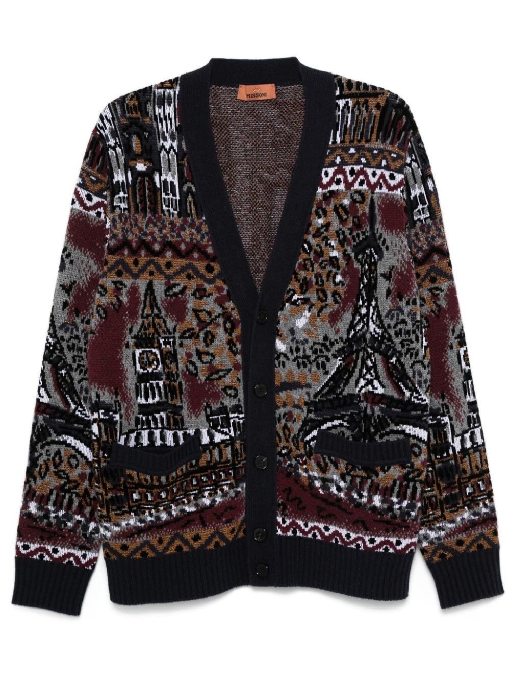 patterned-jacquard cardigan - 1