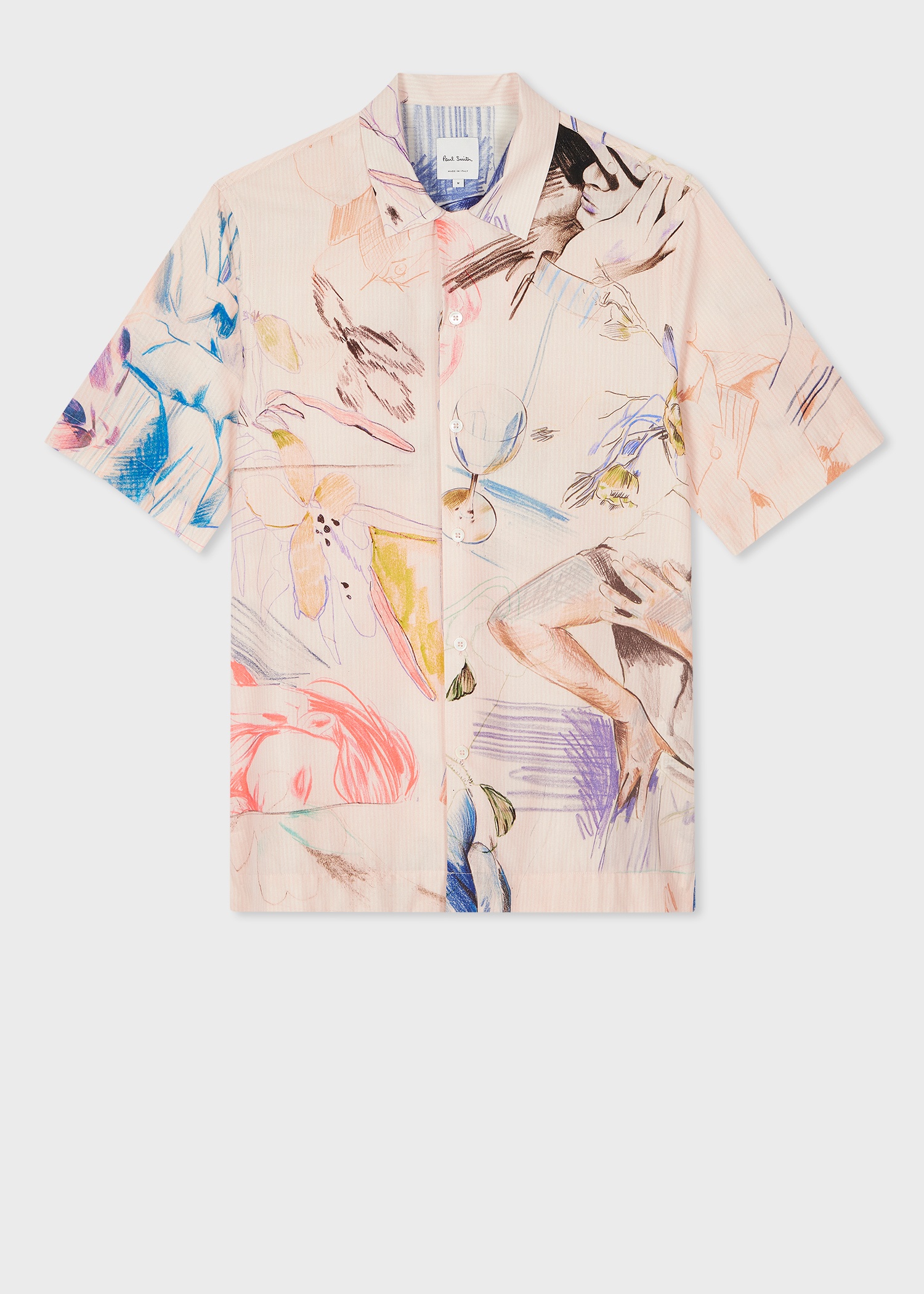 Dusty Pink 'Sketchbook' Print Cotton Shirt - 1