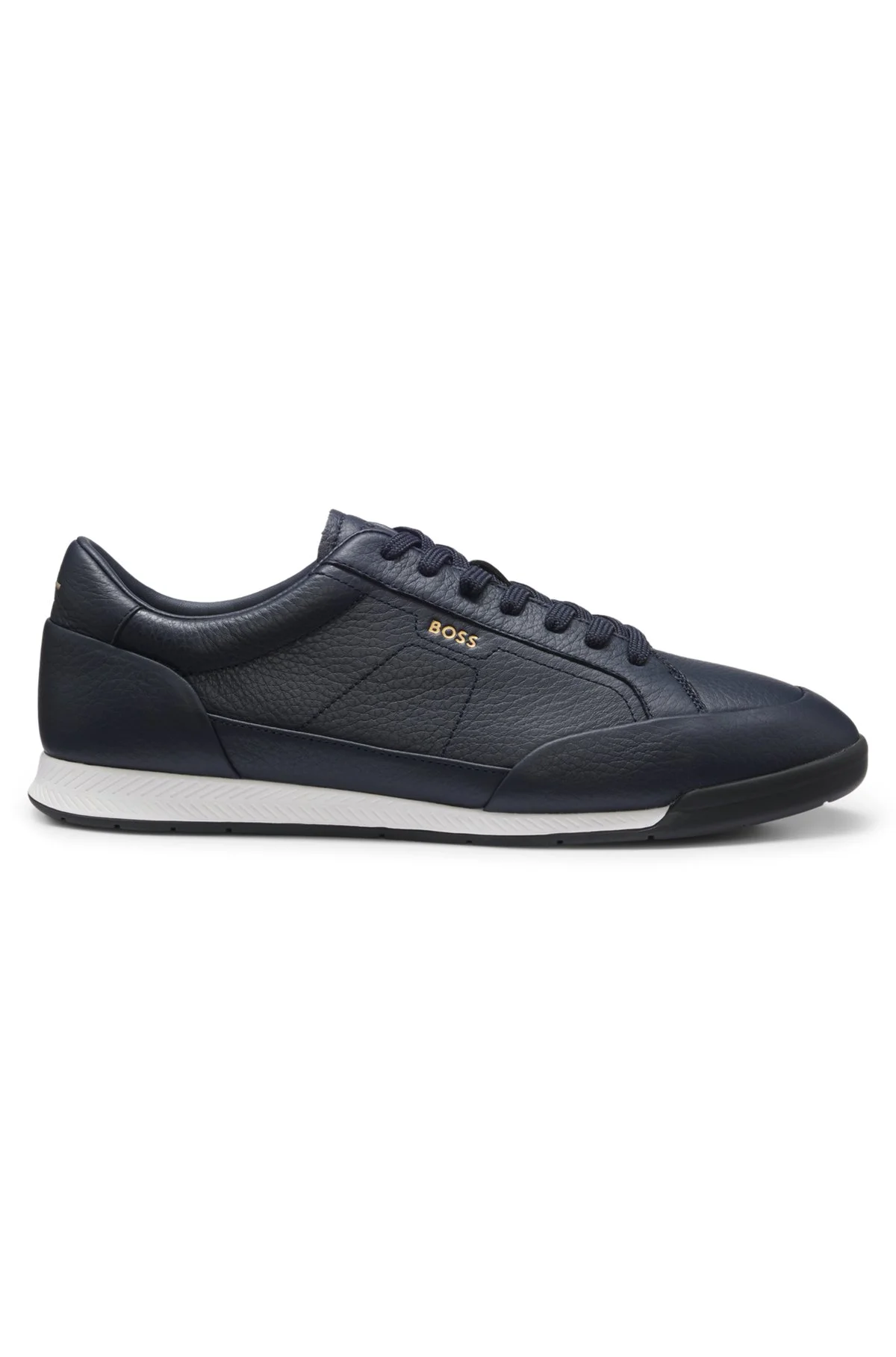 GRAINED LEATHER SNEAKERS WITH FISHBONE-PATTERNED SOLE - 1