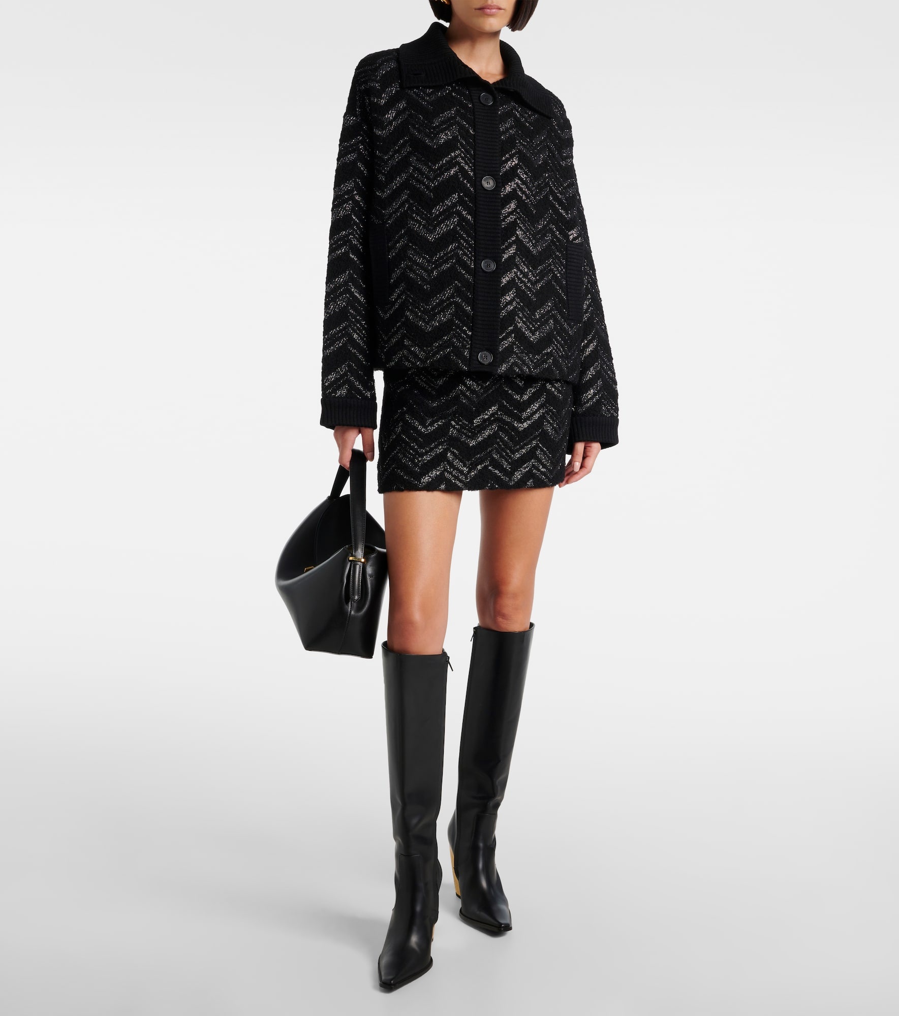 Zig Zag lamé cardigan - 2