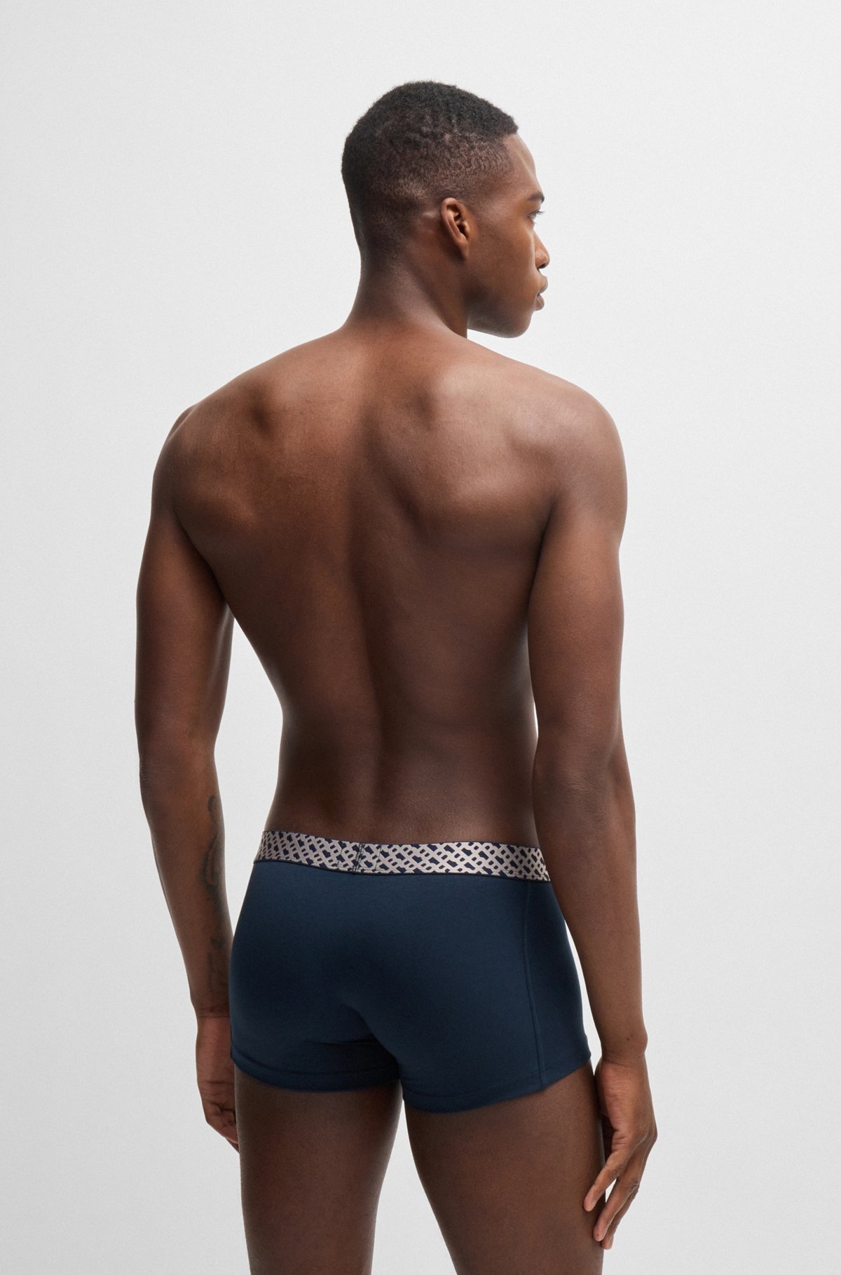 THREE-PACK OF STRETCH-COTTON TRUNKS WITH MONOGRAM WAISTBANDS - 3