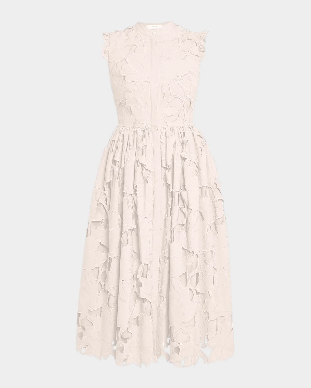 Floral Cutwork Sleeveless Midi Dress - 1