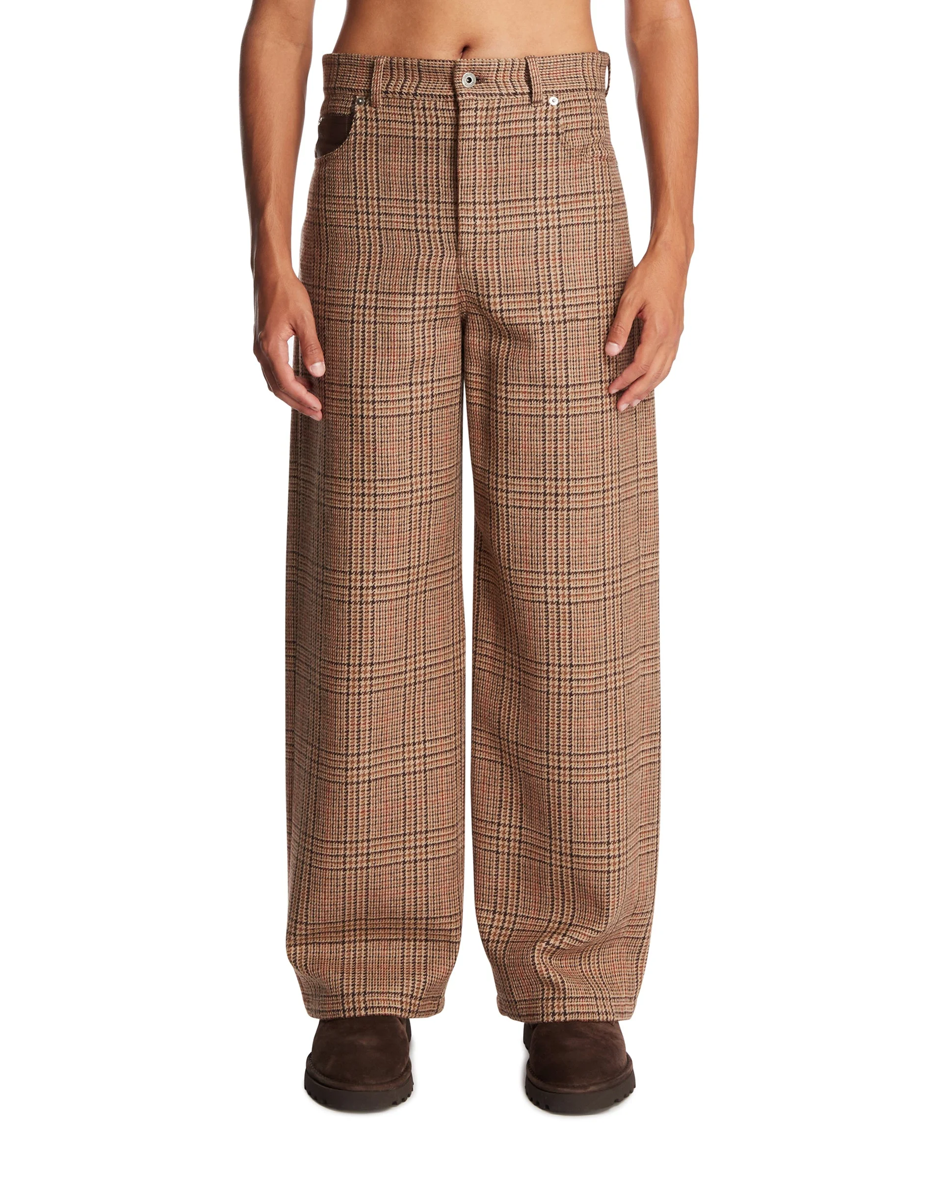 Brown Wool Barrel Trousers - 1