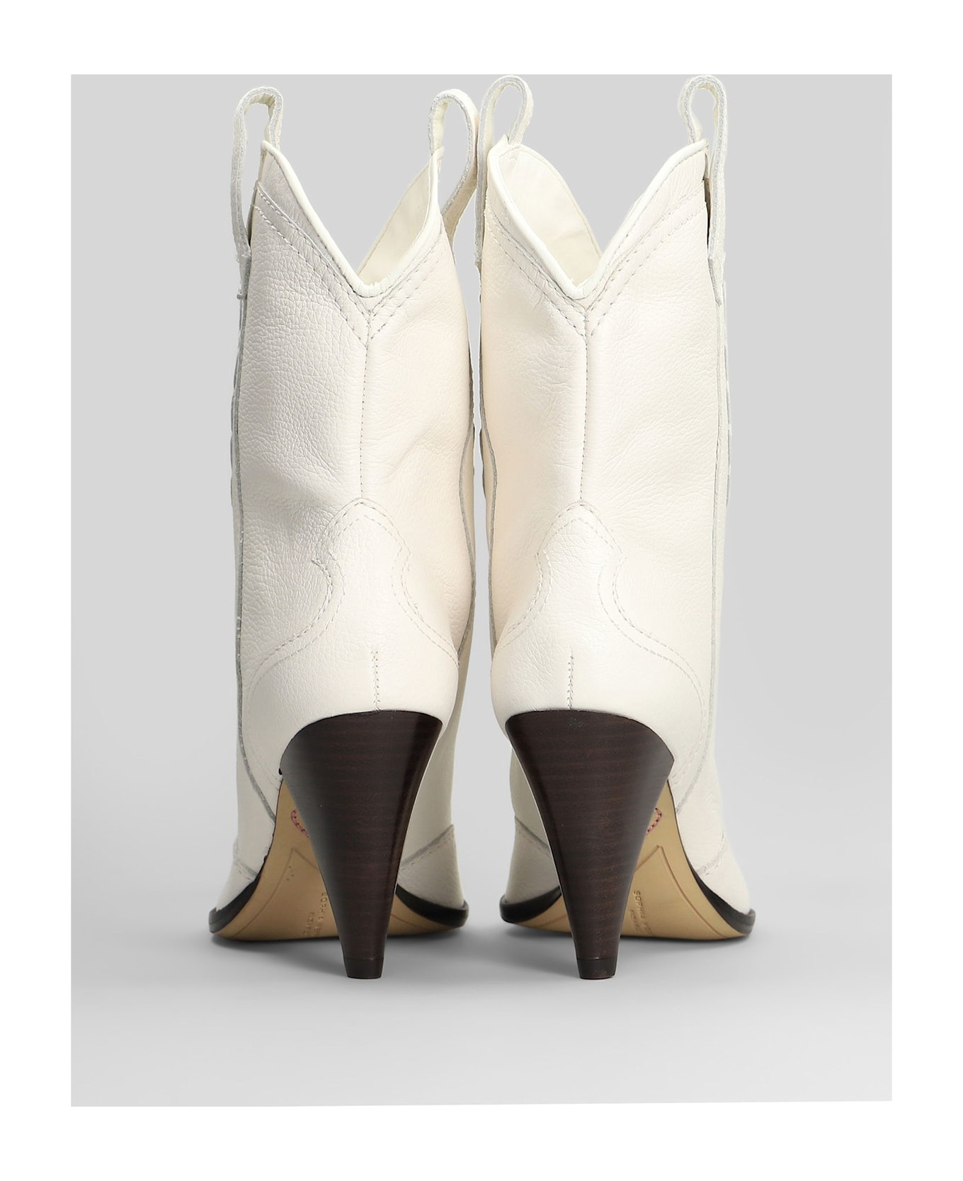 Cherub Texan Ankle Boots In White Leather - 4