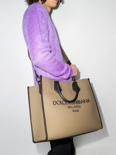 Dolce & Gabbana logo-embroidered canvas tote bag outlook