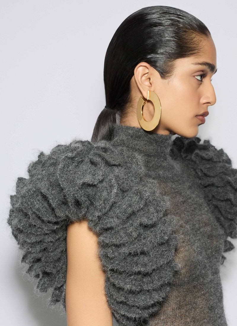 MOHAIR KNIT SCULPTURAL RUFFLE BODYSUIT 6
