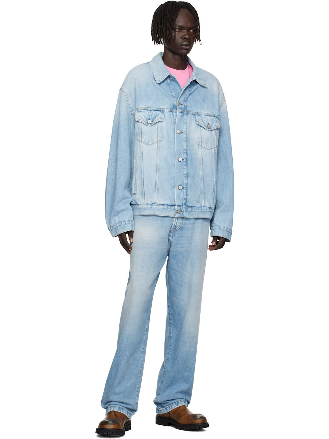 Blue Faded Denim Jacket - 4