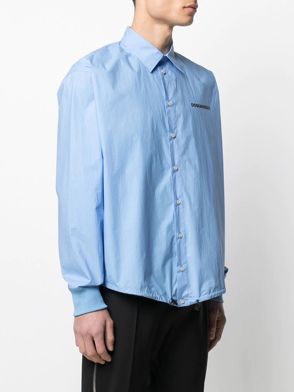 logo-print drawstring hem shirt - 3