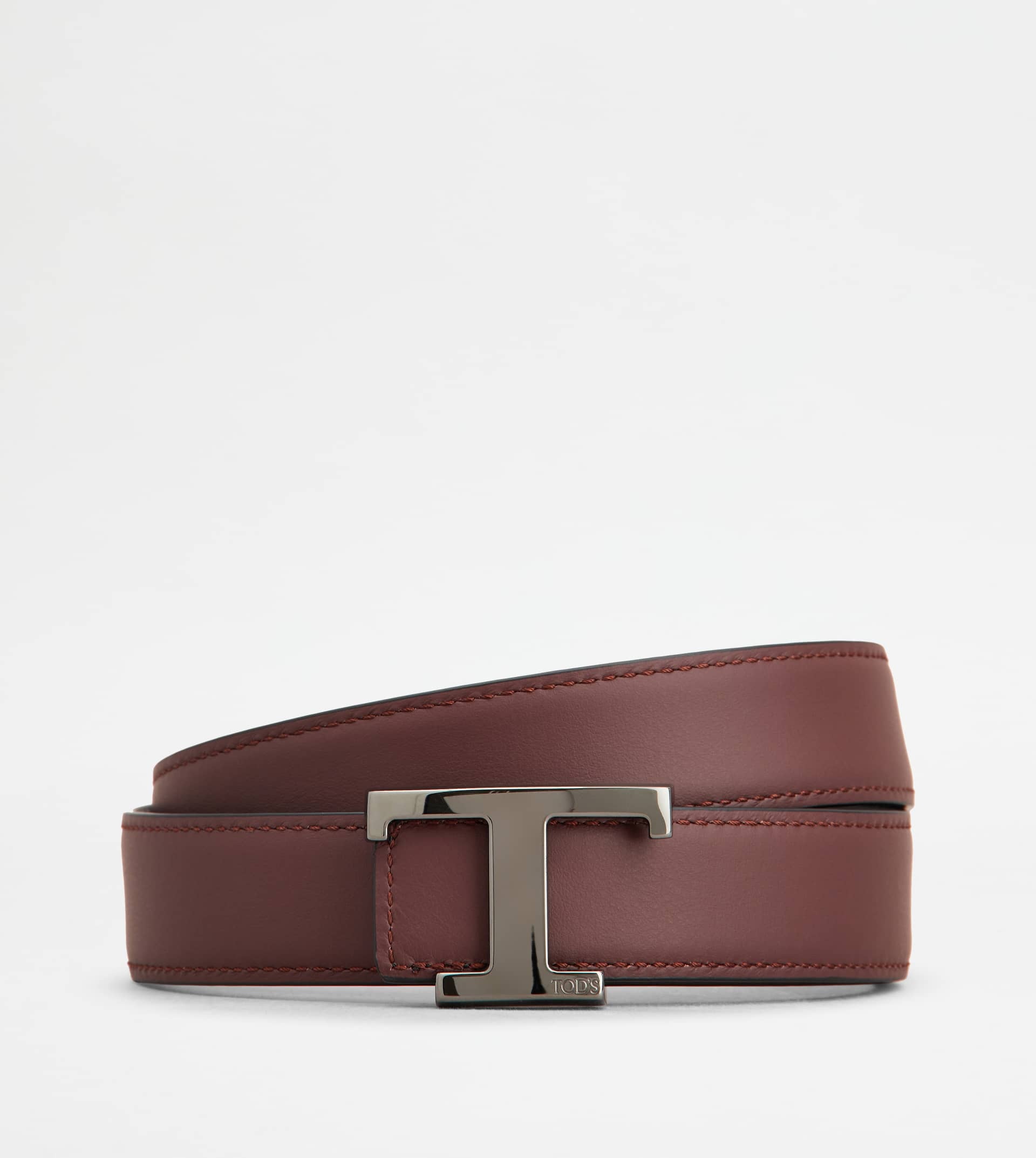 T TIMELESS REVERSIBLE BELT IN LEATHER - BLACK, BURGUNDY - 2