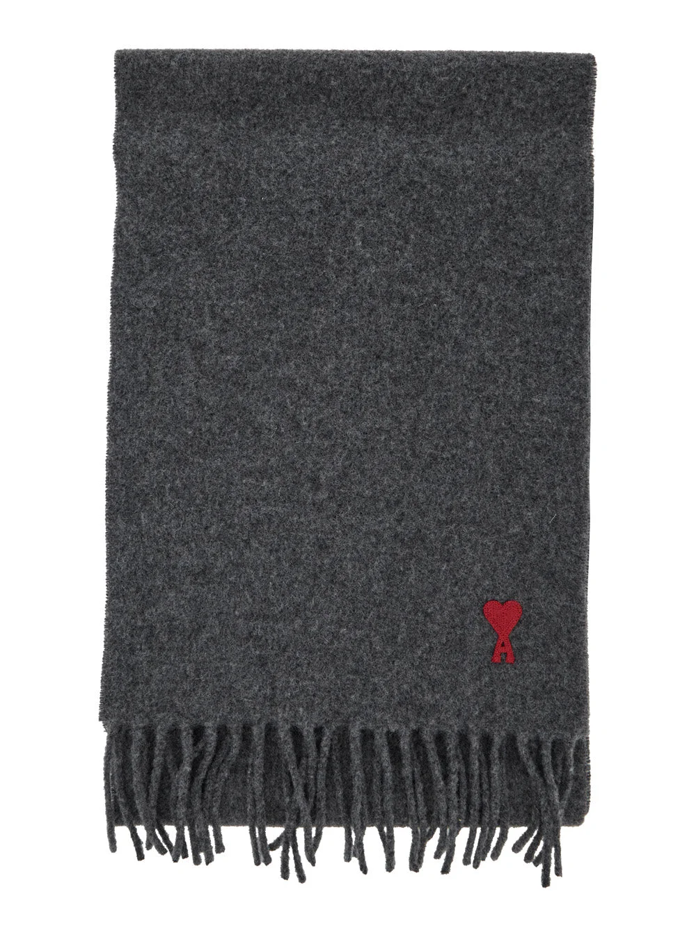 Ami Paris Men Grey Rectangular Oversize Scarf With Adc Patch On The Front In Wool Woman - 1