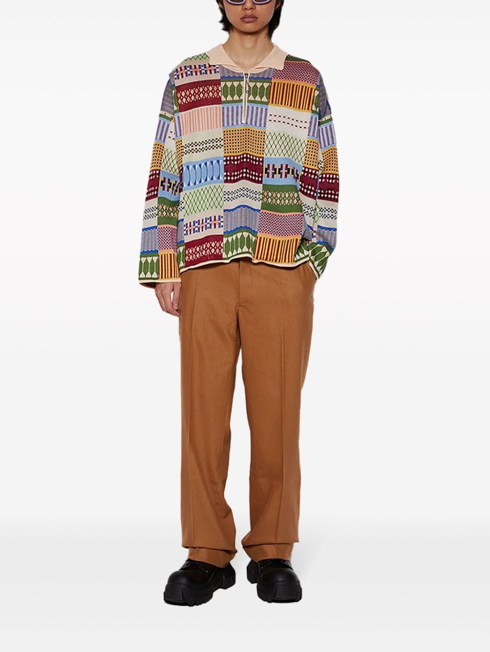 Sampler geometric-print polo jumper - 2