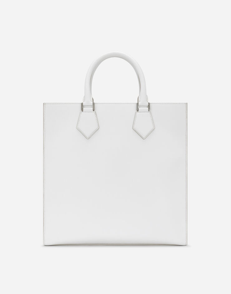 Calfskin tote bag with raised logo 4