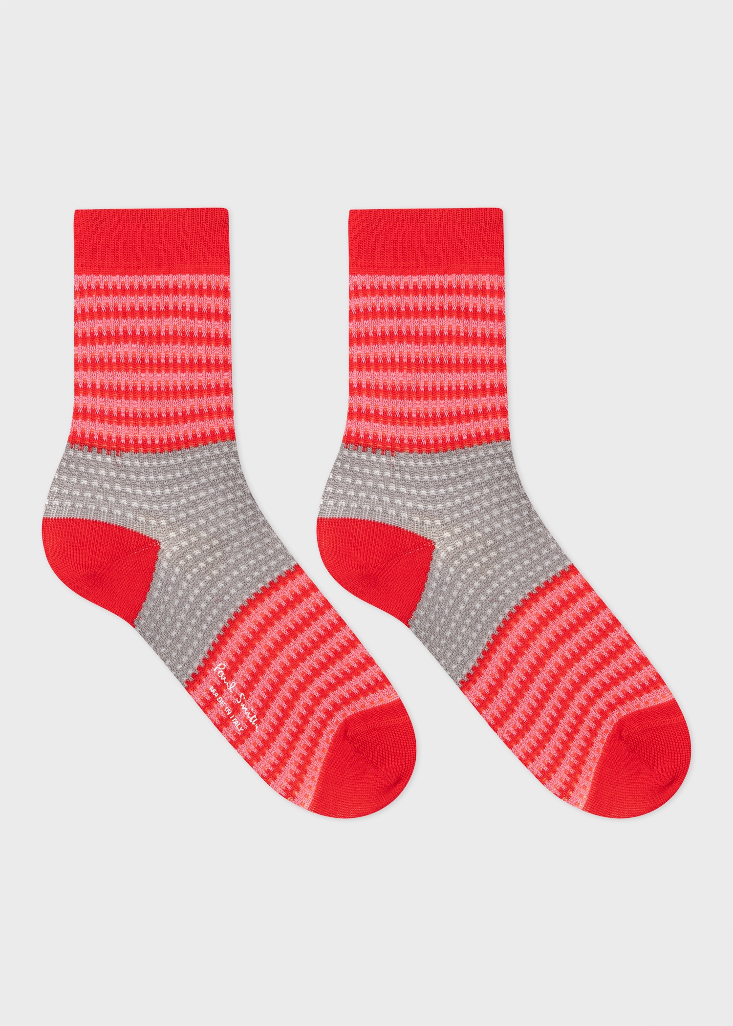 Women's Red Stripe Crochet Socks - 2