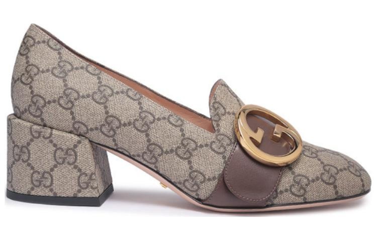 (WMNS) Gucci Blondie pump GG Supreme canvas 'Beige Ebony' 701711-9I650-9769 - 2