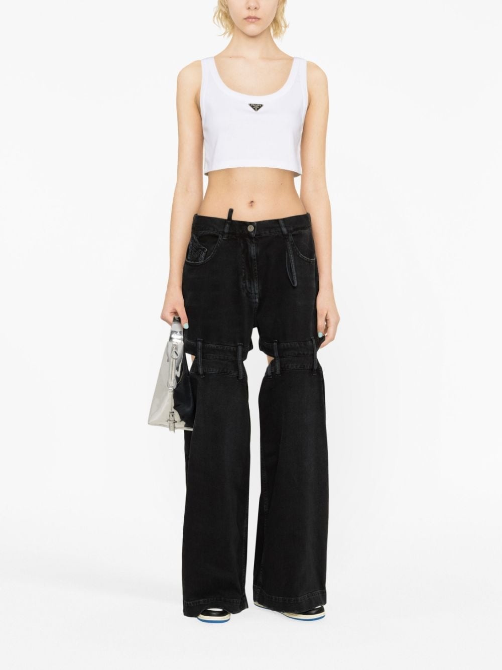 cut-out wide-leg jeans - 2