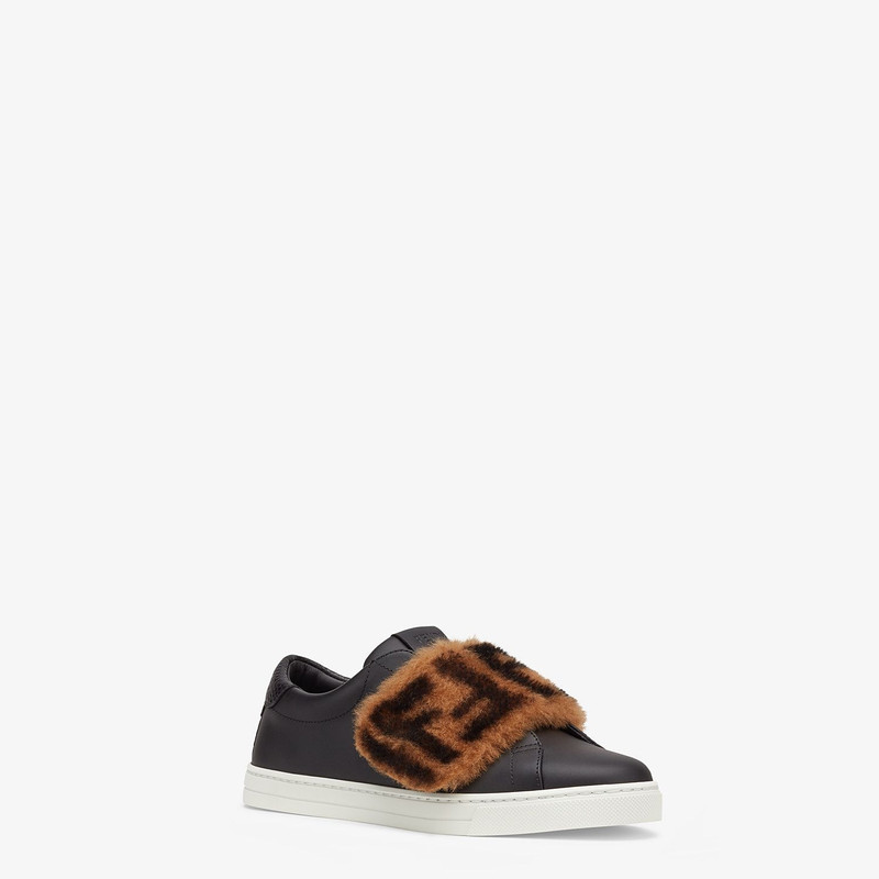 FENDI Black leather slip-ons outlook