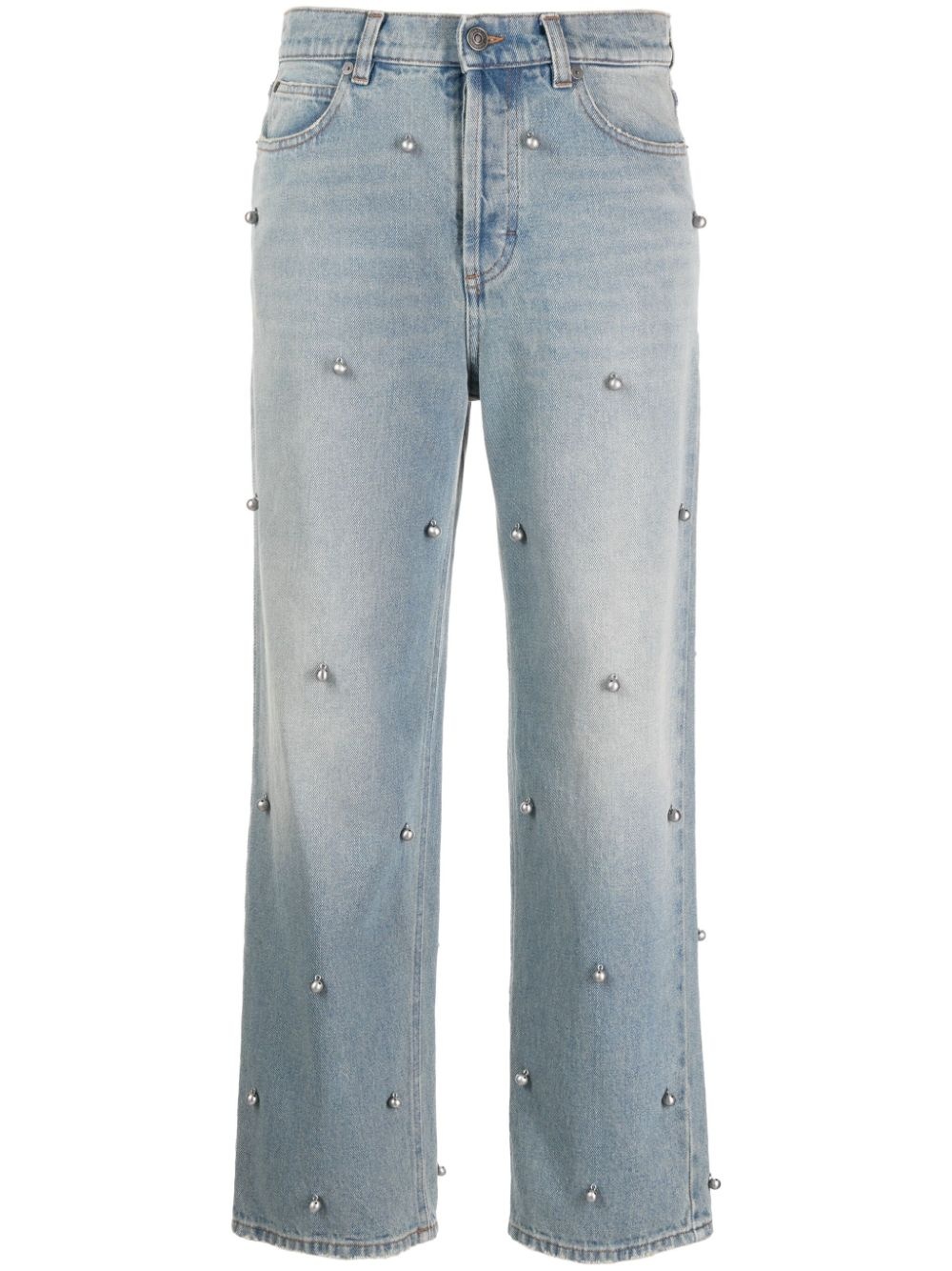 bell-emgellished indigo-wash jeans - 1