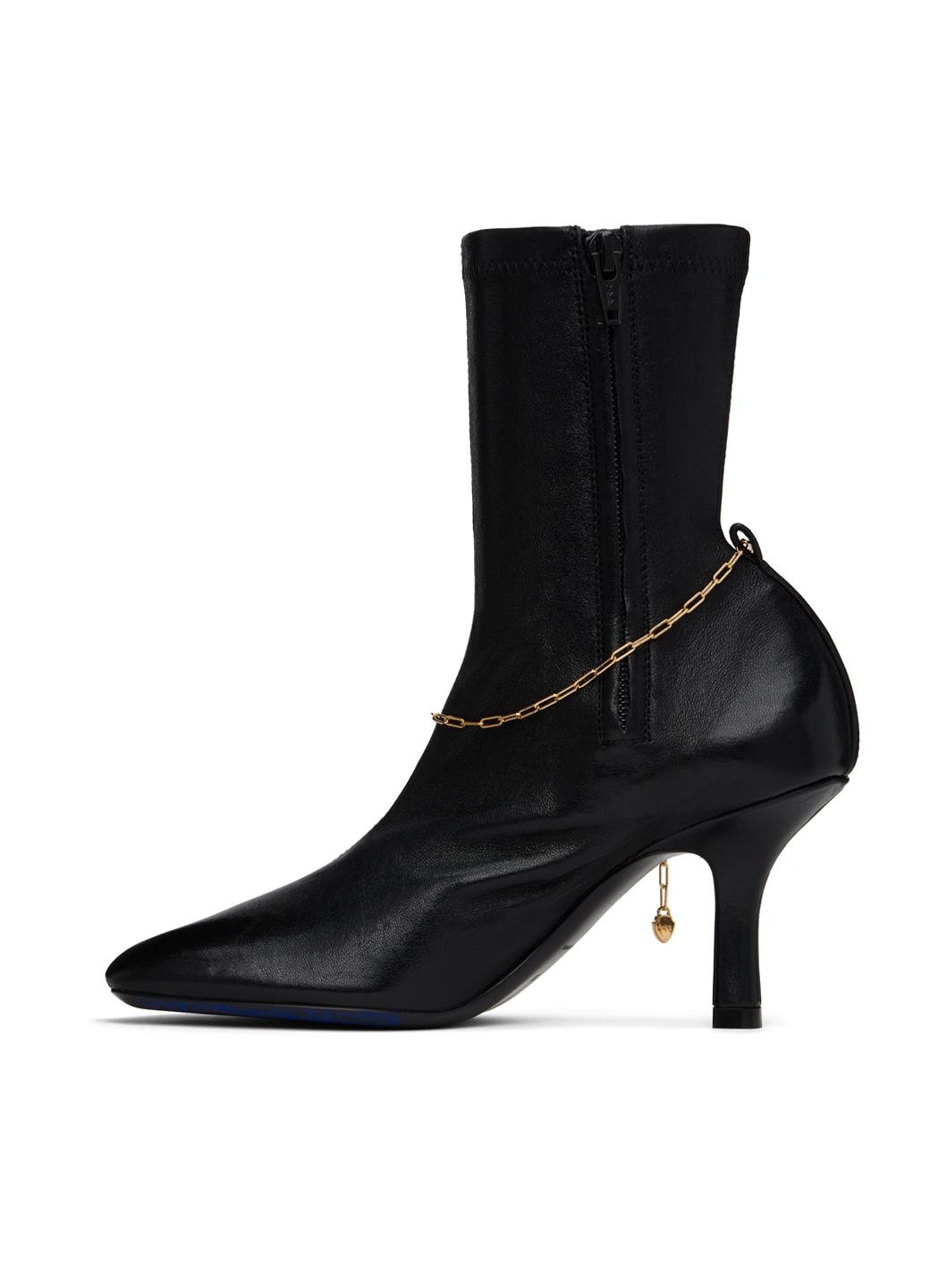 Black Leather Slinky Legging Low Boots - 3