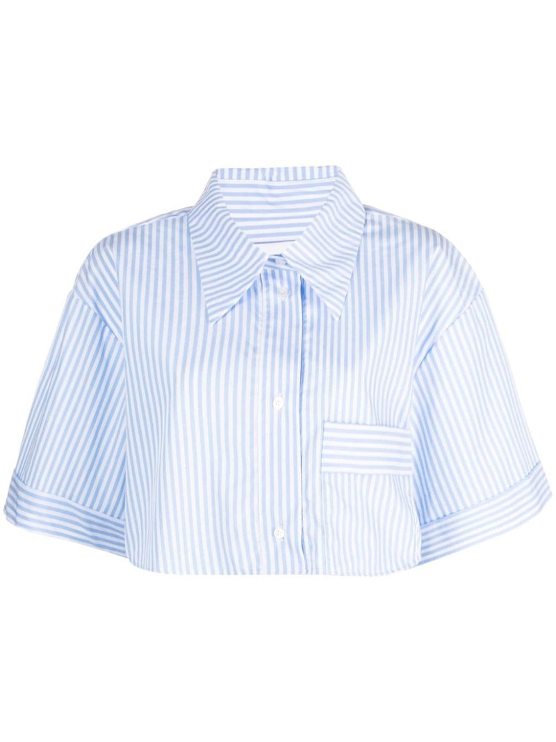 striped cropped organic-cotton shirt 1