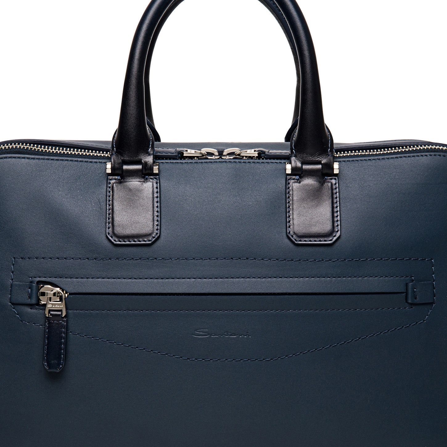 Blue leather laptop bag - 4