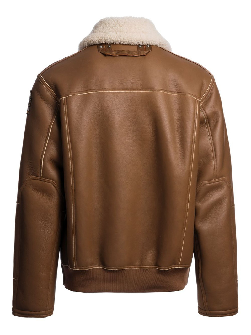 PARAJUMPERS shearling-collar leather jacket outlook
