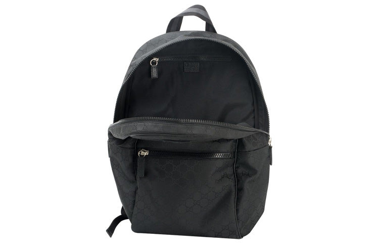Men's GUCCI Logo Leather Logo Nylon Large Capacity schoolbag Backpack Black 449181-G1XYN-8615 - 4