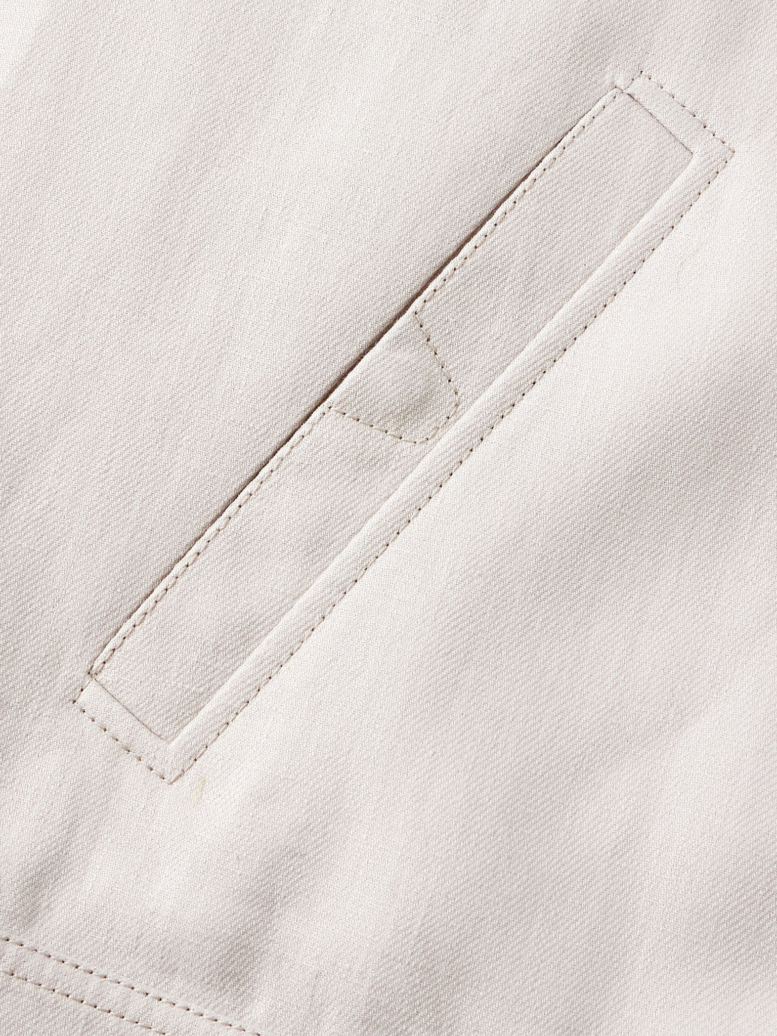 Leather-Trimmed Linen-Blend Bomber Jacket Beige - 5